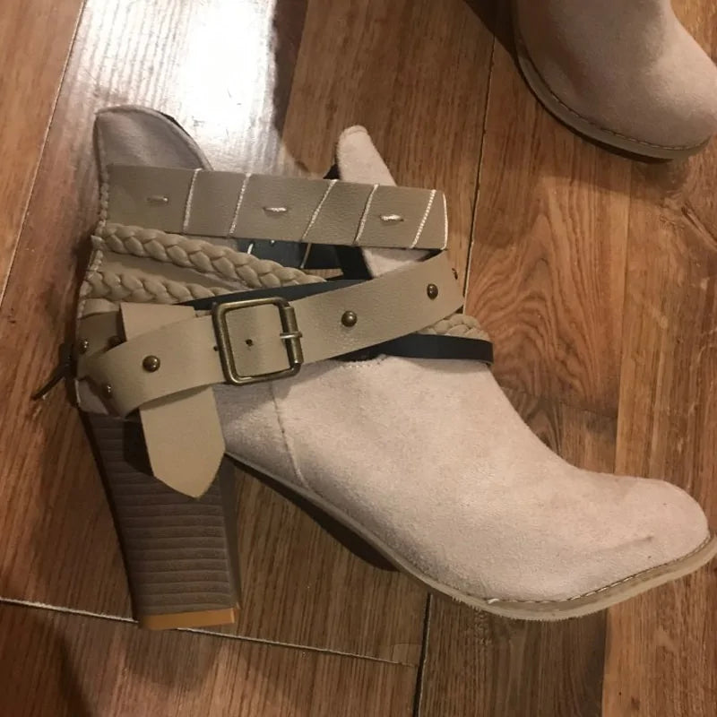 Buckle Strap Ankle Boot Heels