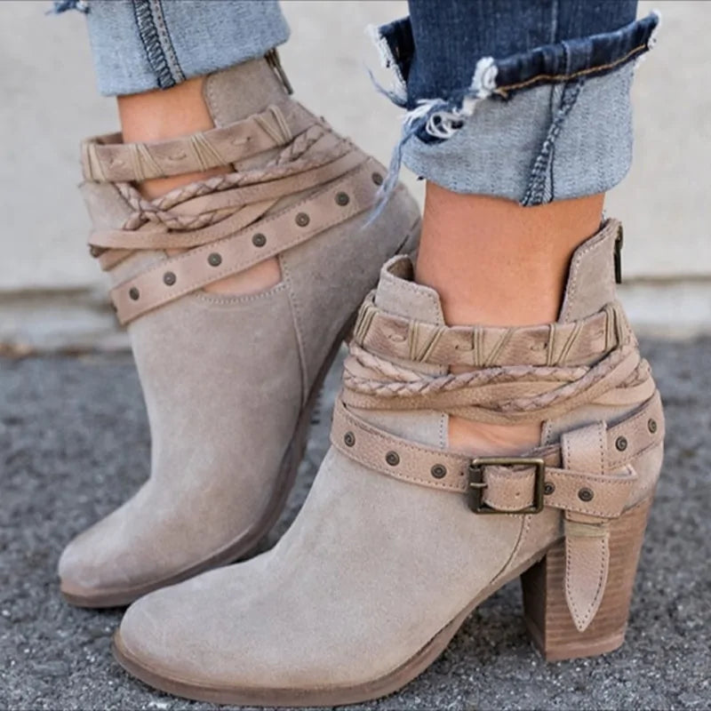 Buckle Strap Ankle Boot Heels