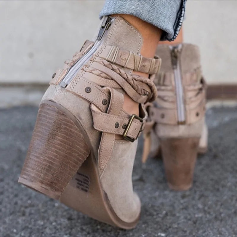 Buckle Strap Ankle Boot Heels