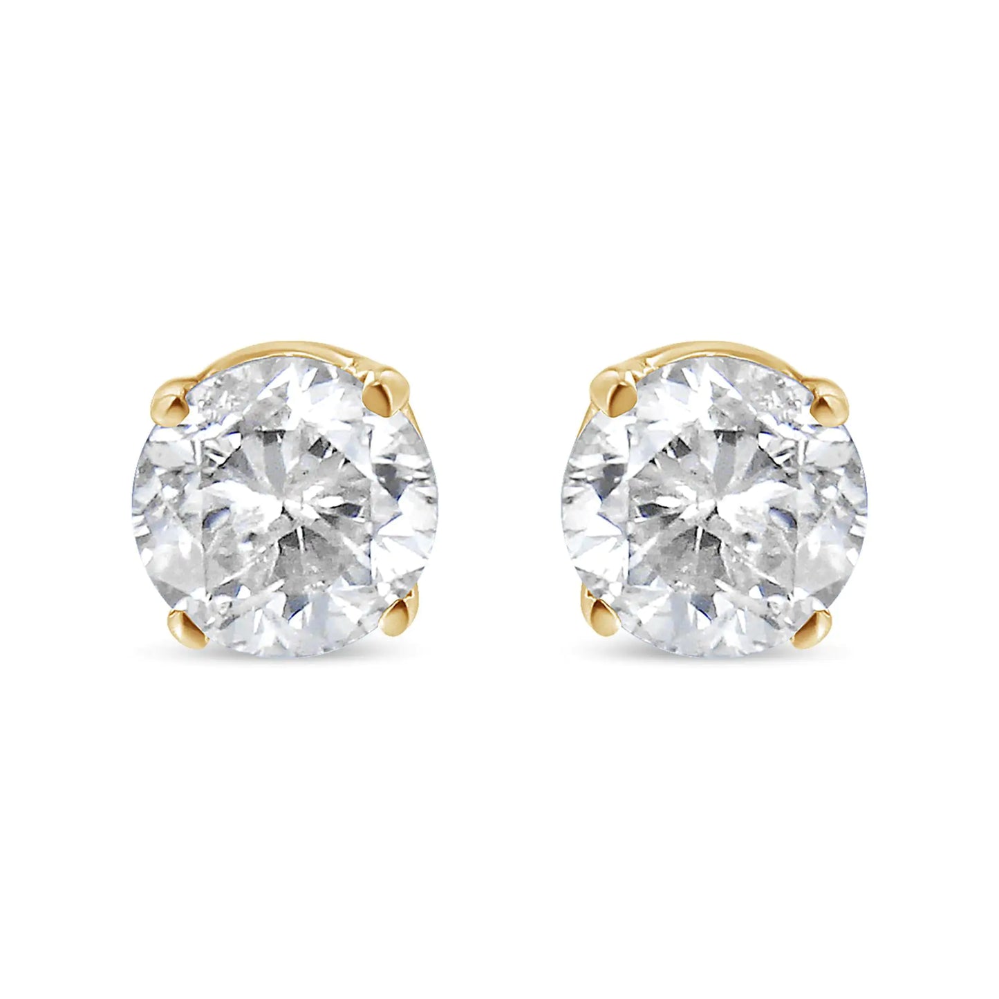 14K Yellow Gold 1/3 Cttw Round Brilliant-Cut Diamond Classic 4-Prong Stud Earrings (K-L Color, SI1-SI2 Clarity)