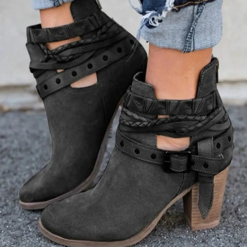 Buckle Strap Ankle Boot Heels