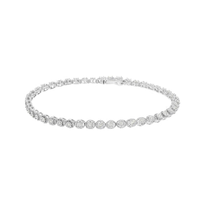 .925 Sterling Silver 1/2 cttw Miracle - Set Diamond Bezel Look Tennis Bracelet (I-J, I3) - 7.25