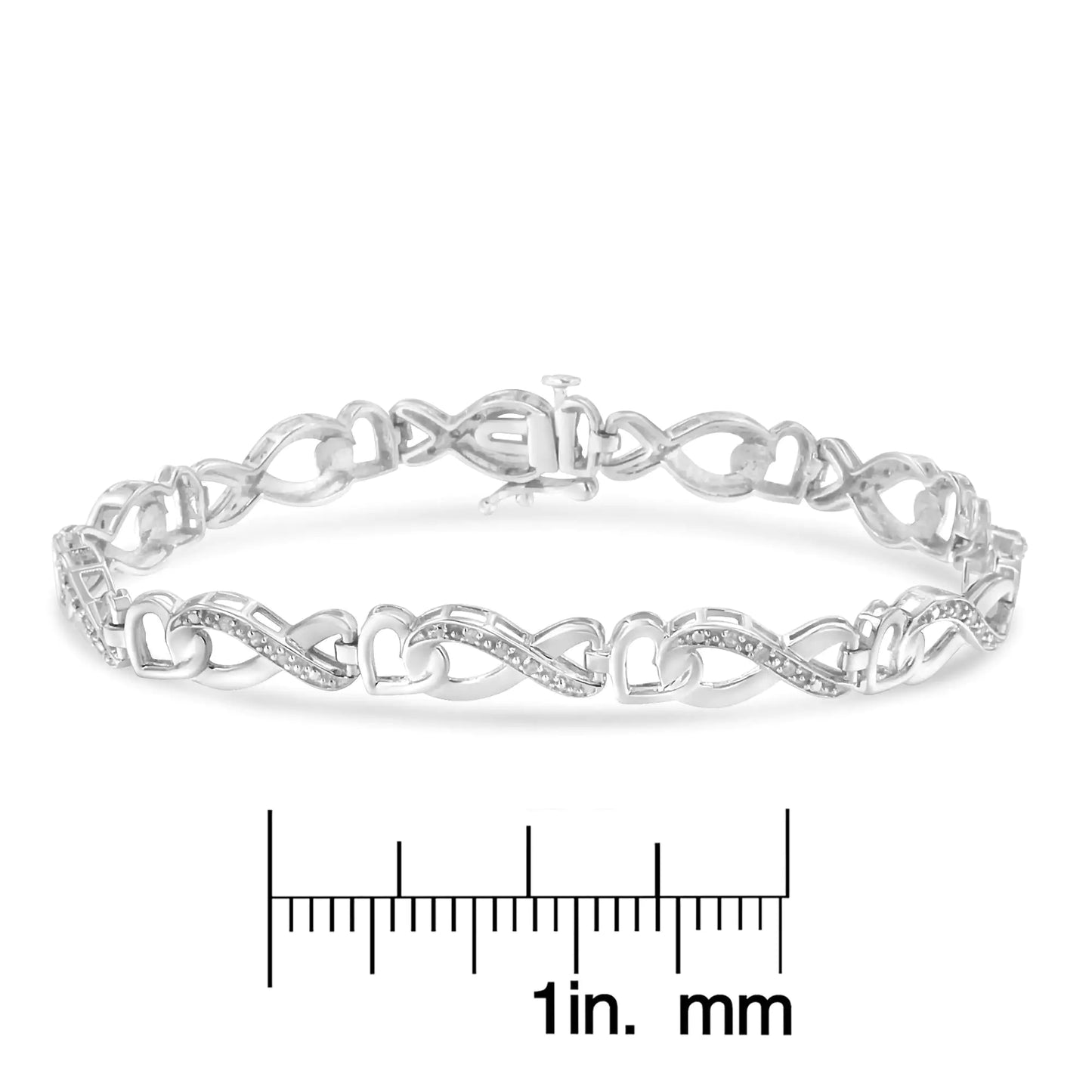 .925 Sterling Silver 1/5 Cttw Diamond 7” Infinity Heart Tennis Bracelet (H-I Color, I2-I3 Clarity)