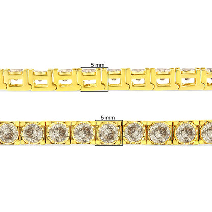 14K Yellow Gold 10.0 cttw Round-Brilliant Diamond Classic 7" Tennis Bracelet (J-K Color, I1-I2 Clarity)