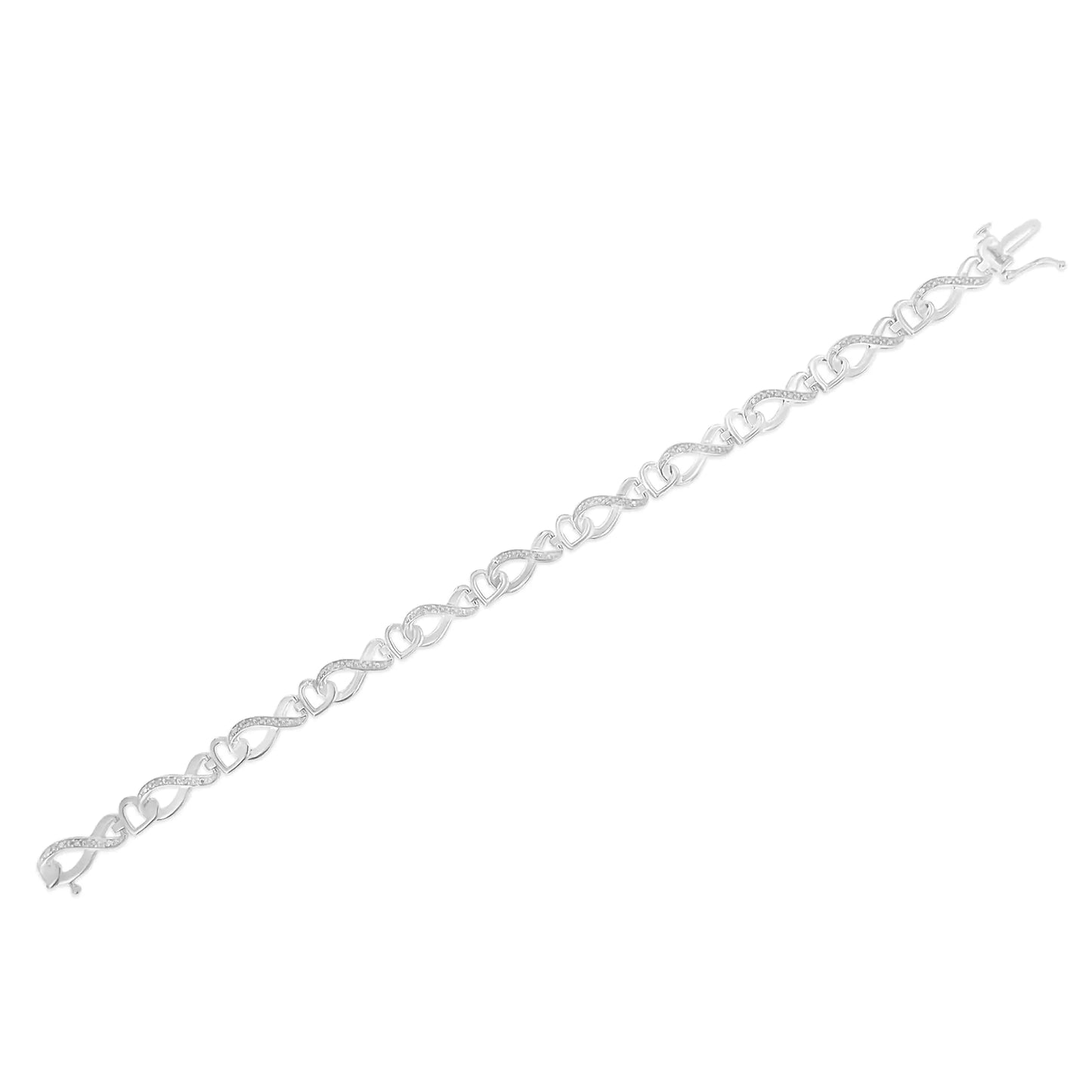 .925 Sterling Silver 1/5 Cttw Diamond 7” Infinity Heart Tennis Bracelet (H-I Color, I2-I3 Clarity)