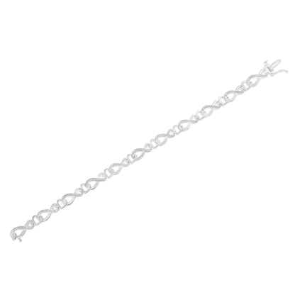 .925 Sterling Silver 1/5 Cttw Diamond 7” Infinity Heart Tennis Bracelet (H-I Color, I2-I3 Clarity)