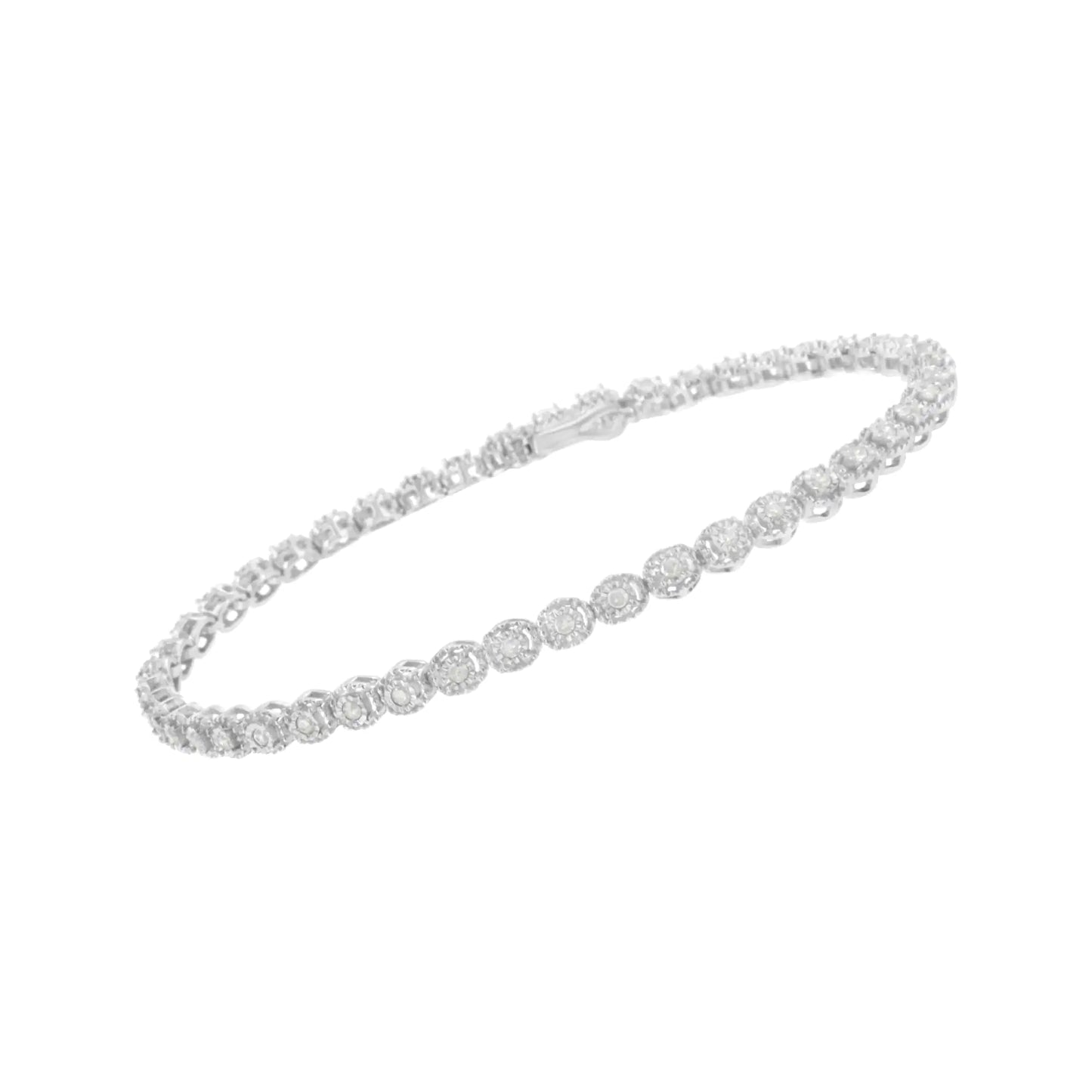 .925 Sterling Silver 1/2 cttw Miracle - Set Diamond Bezel Look Tennis Bracelet (I-J, I3) - 7.25