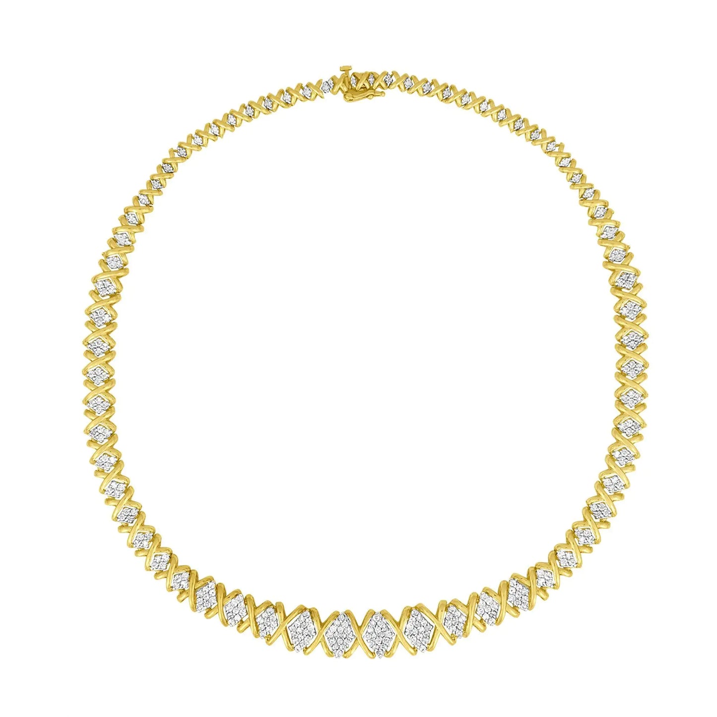 10K Yellow Gold 4 cttw Brilliant Round-Cut Diamond Graduating Riviera Statement Necklace (H-I Color, I2-I3 Clarity)