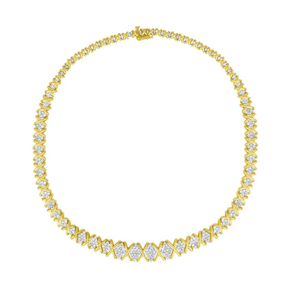 10K Yellow Gold 4 cttw Brilliant Round-Cut Diamond Graduating Riviera Statement Necklace (H-I Color, I2-I3 Clarity)