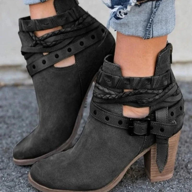 Buckle Strap Ankle Boot Heels