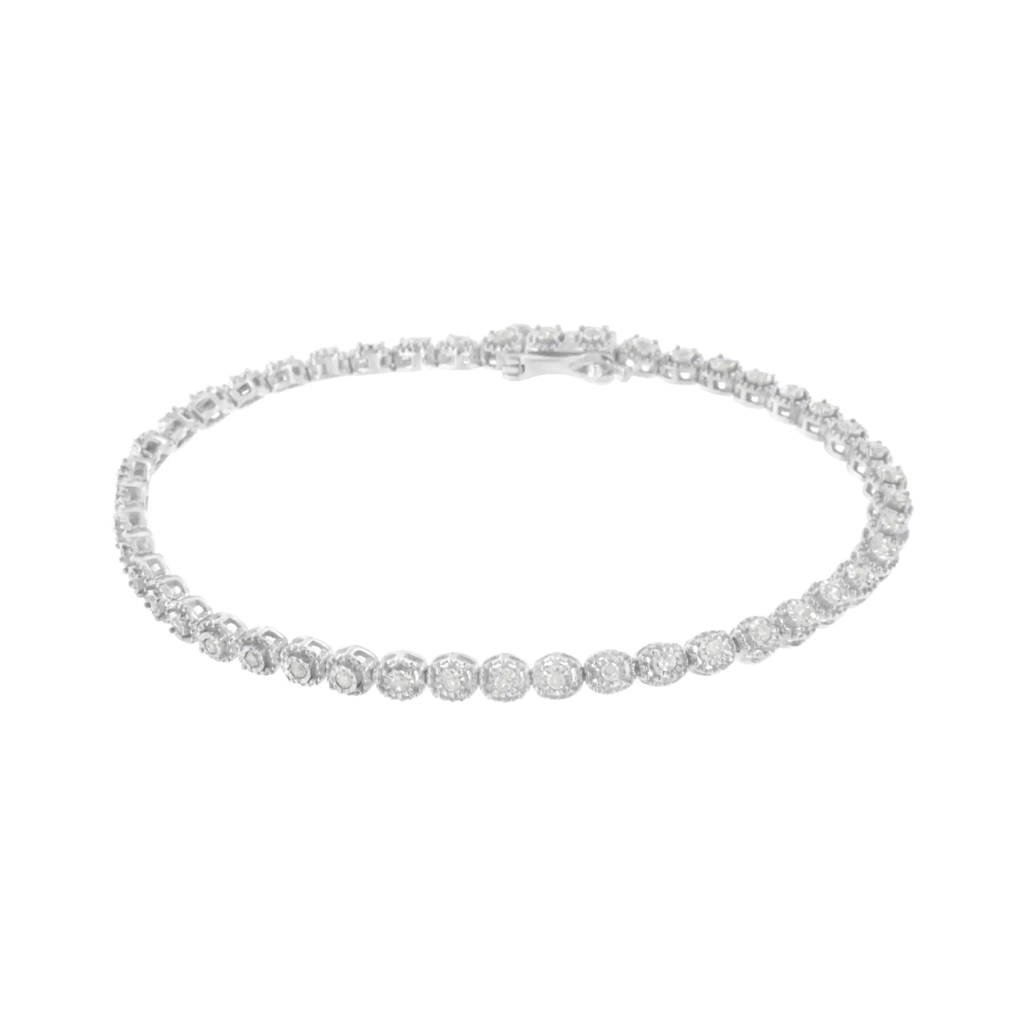 .925 Sterling Silver 1/2 cttw Miracle - Set Diamond Bezel Look Tennis Bracelet (I-J, I3) - 7.25